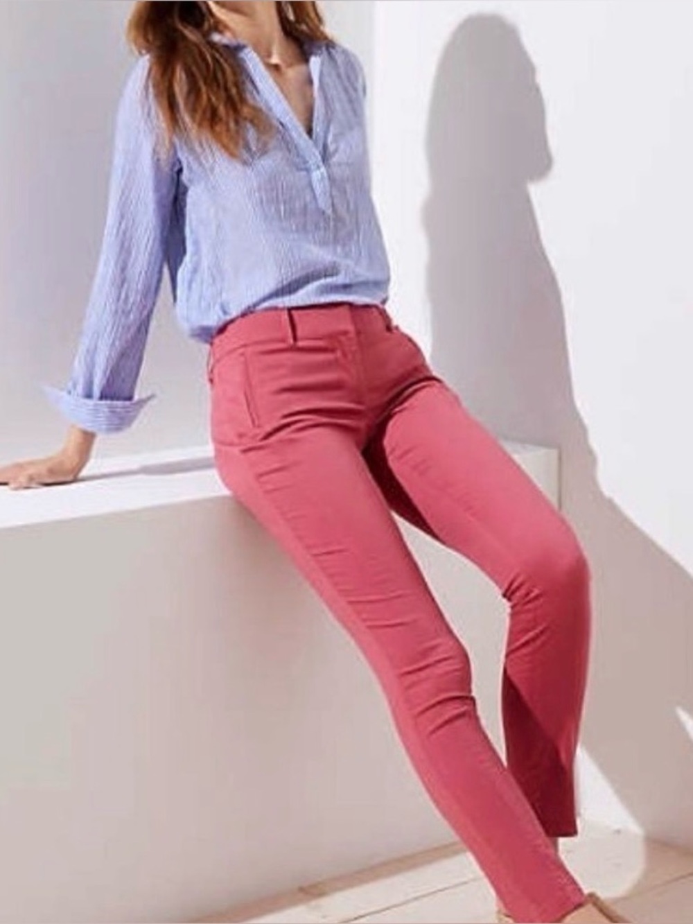 LOFT Marisa Skinny Chino Pants Pink Size 2 (0134)